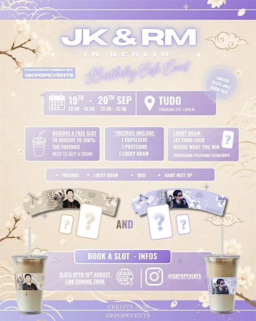 BTS Jungkook and Namjoon Cupholder Cafe Birthday Event