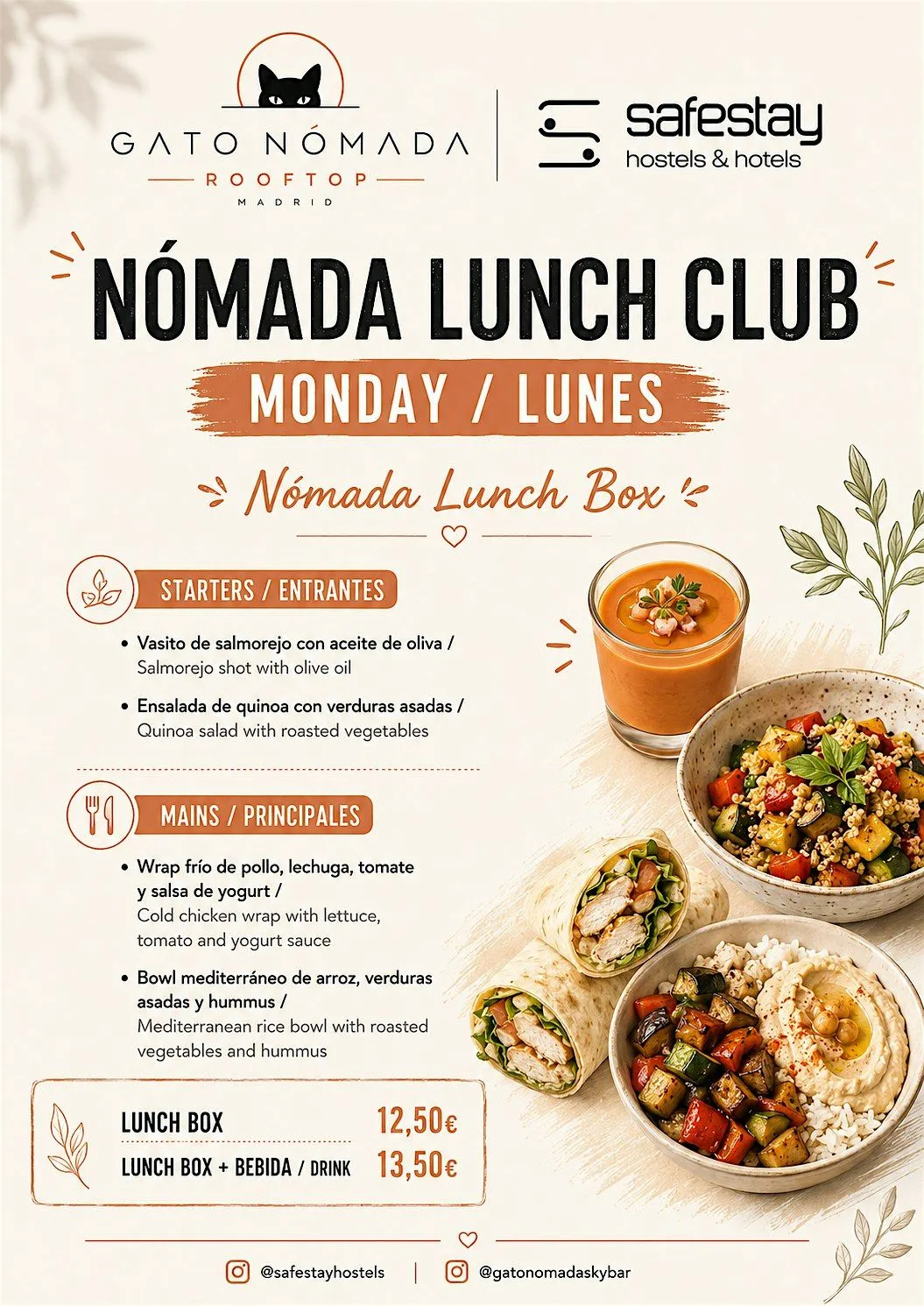Monday Nómada Lunch Box · Lunch rápido en Safestay Madrid