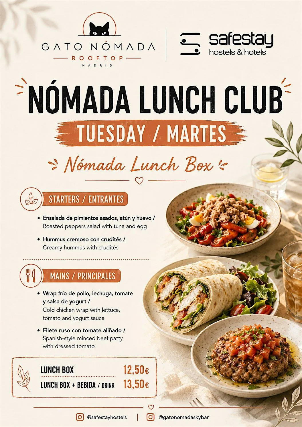 Tuesday Nómada Lunch Box · Fresh Lunch at Safestay Madrid
